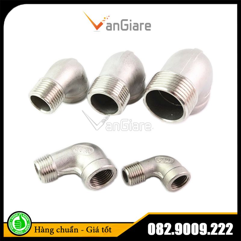 Co điếu inox 304, nối góc ren trong ren ngoài phi 13 17 21 27 34