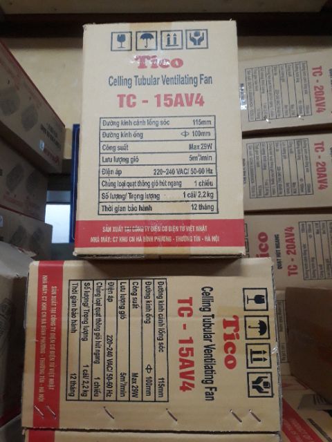 Quạt âm trần hút ngang 15Av4 20Av4 TiCO