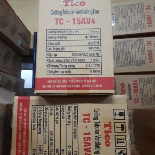 Quạt âm trần hút ngang 15Av4 20Av4 TiCO