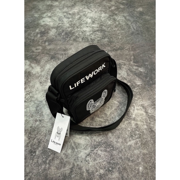 NÓN LƯỠI TRAI ,TÚI ĐEO CHÉO MINI BAG life workk logo chó