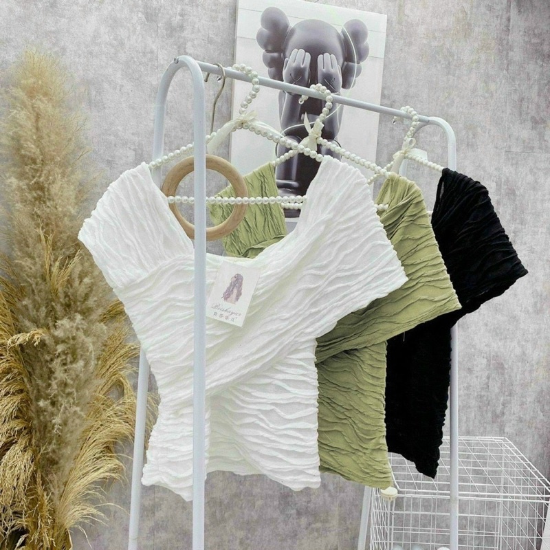 Áo lệch vai thun xốp 3 màu Ly alohashop91