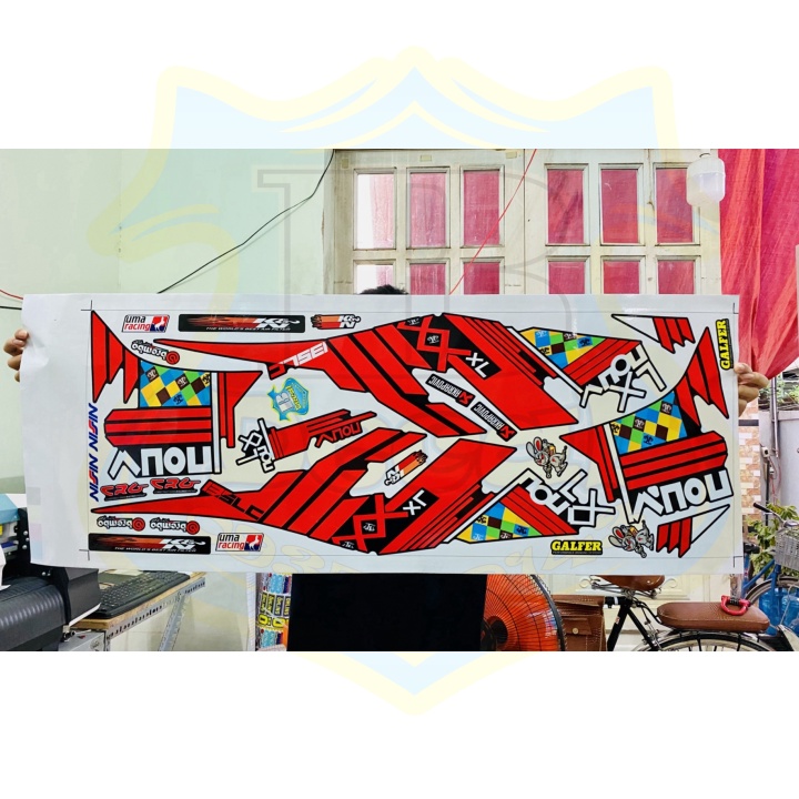 ( Quí khách vui lòng mang ra tiệm cho thợ dán ) Tem novou 4 lx đỏ đen