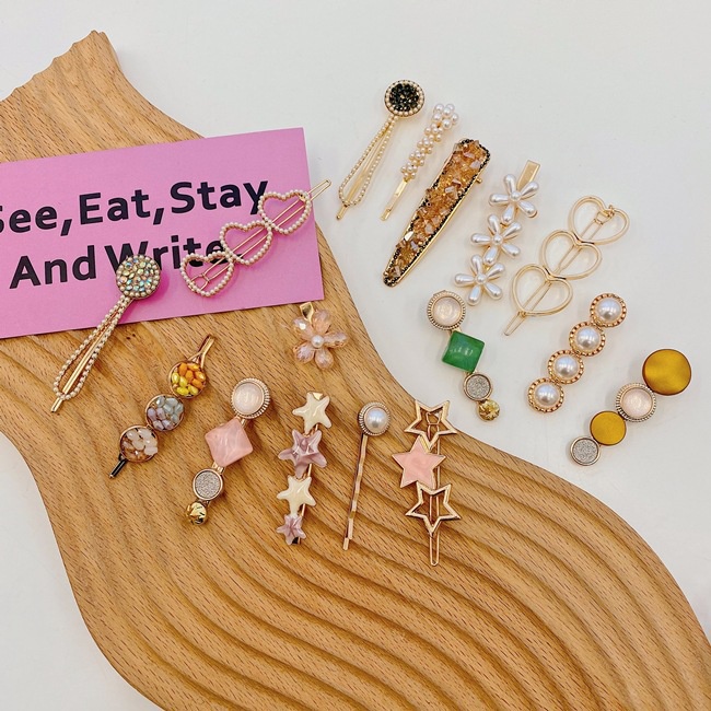 Kẹp Tóc Kim Loại Hình Sao Biển Đính Ngọc Trai Giả Phong Cách Hàn Quốc