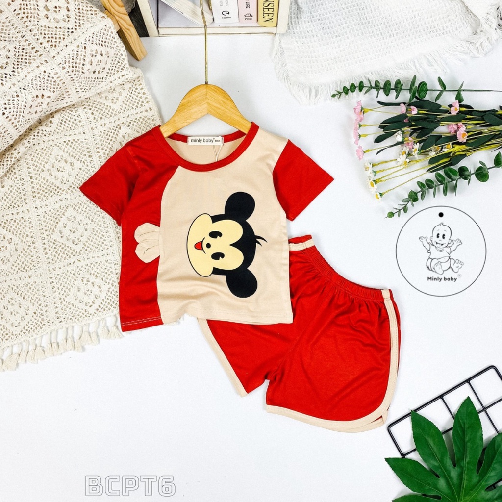 [Bé 7-30kg] Đồ bộ cộc tay cho bé vải thun lạnh, hàng chính hãng Minlybaby - LBCPT6