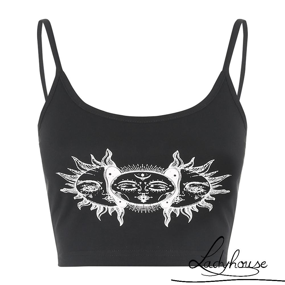 Áo Croptop Hai Dây Dáng Ôm In Họa Tiết Thời Trang Cho Nữ