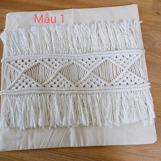 set 2 áo gối vỏ gối vuông macrame pillow case