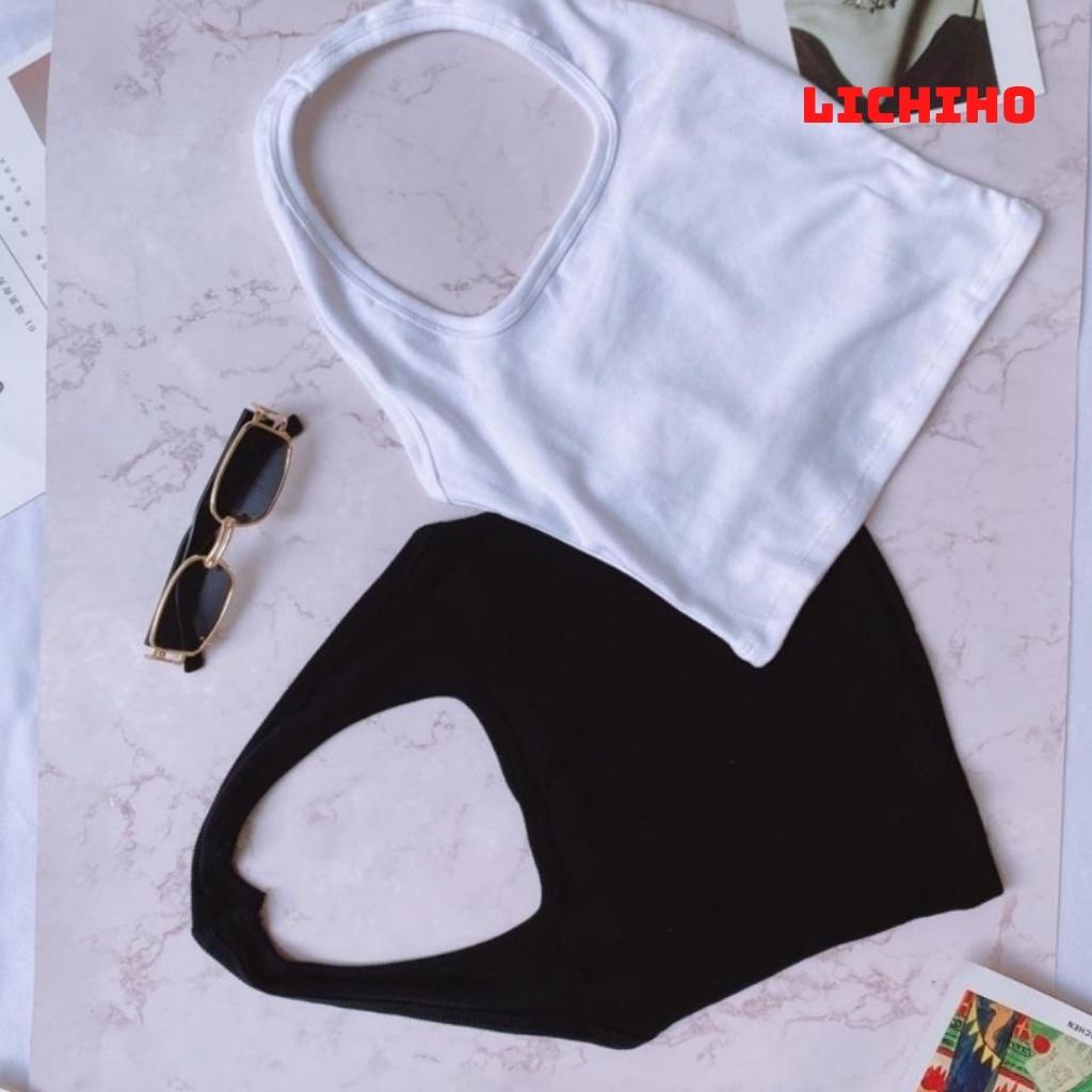 Áo croptop nữ choàng cổ kiểu yếm CT03 LICHIHO hở lưng gợi cảm quyến rủ chất vải tốt mềm mịn | BigBuy360 - bigbuy360.vn