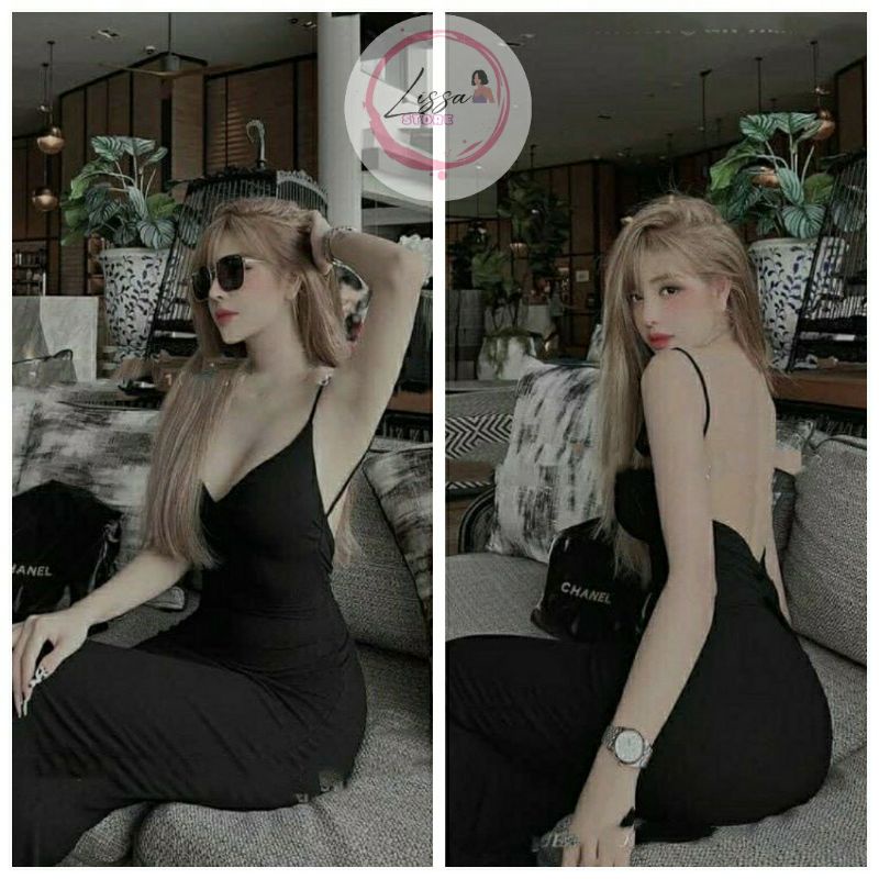 Đầm body đầm hai dây xoắn hở lưng CÓ MÚT đi tiệc sexy Đ1  Lissa