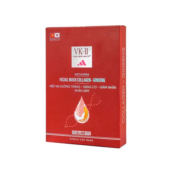 Mặt nạ nâng cơ, tái tạo Nhân sâm VK II Love Skin White Facial Mask Collagen Ginseng 1 miếng