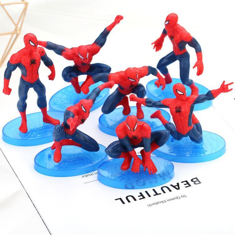 Set 7 mô hình nhân vật Người Nhện trang trí bánh kem