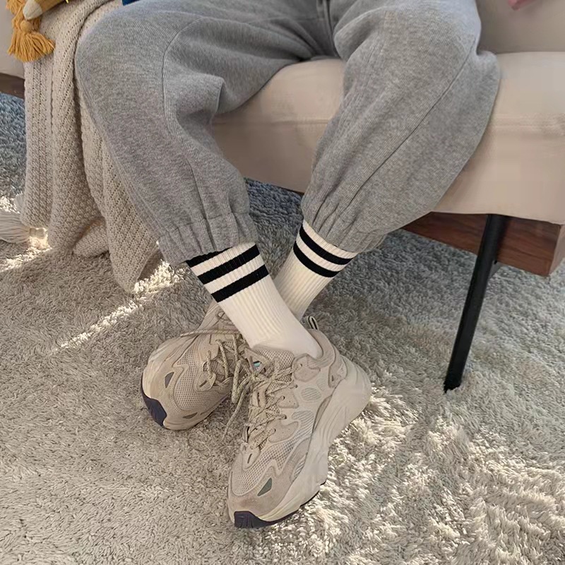 Đôi vớ cotton thoáng khí họa tiết kẻ sọc thời trang harajuku đường phố Hàn Quốc 2022 tùy chọn màu sắc