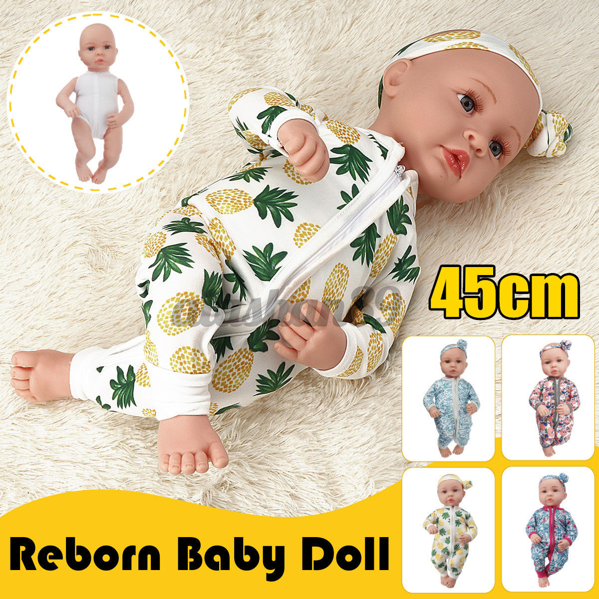 REBORN 1 Búp Bê Silicone 18 "Sống Động Như Thật