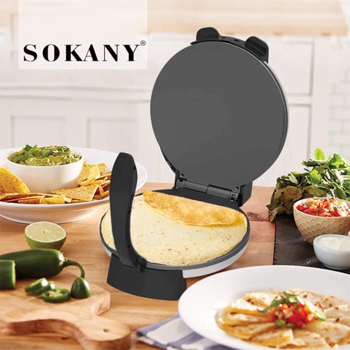 Máy nướng đế bánh pizza, kẹp bánh quế 2 mặt trơn SOKANY 2000W