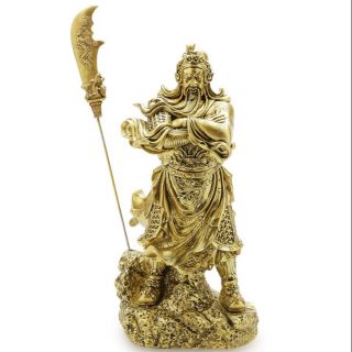 Tượng ông quan công đứng uy nghiêm khoanh tay đại vàng đồng cao 50cm Q8