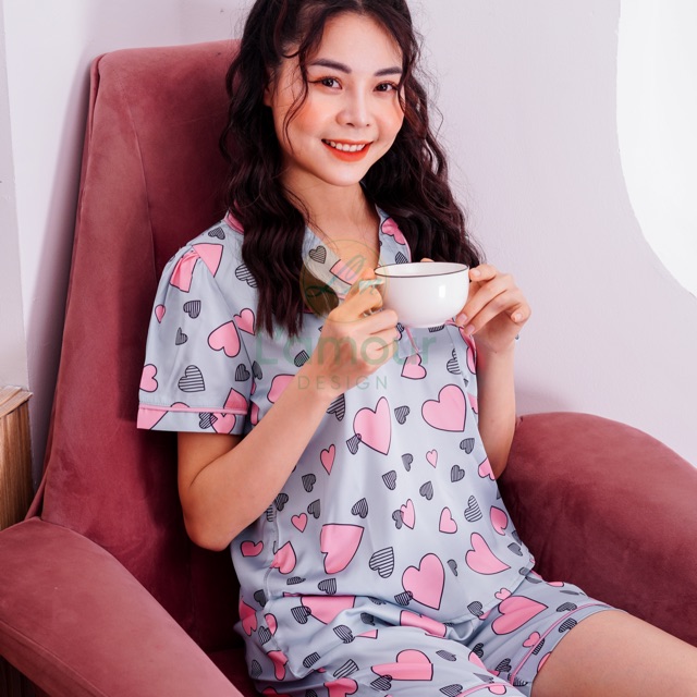 Bộ Lụa xanh tim hồng - lửng