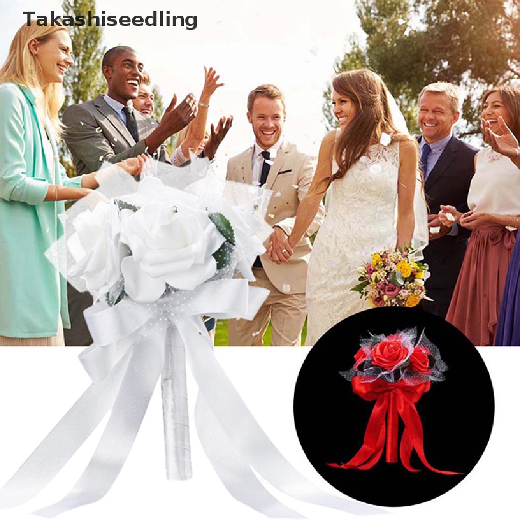 Bó Hoa Hồng Giả Cầm Tay Xinh Xắn Dùng Trang Trí