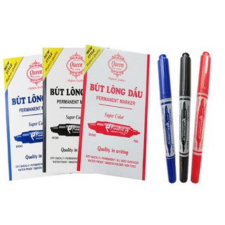 Hộp bút dạ dầu Queen, Bút lông dầu Chính hãng Queen Ba màu Xanh Đen Đỏ