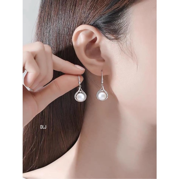 Bộ trang sức nữ bạc thật đính hạt trai nhân tạo sang chảnh tuyệt đẹp LINH MIU SILVER