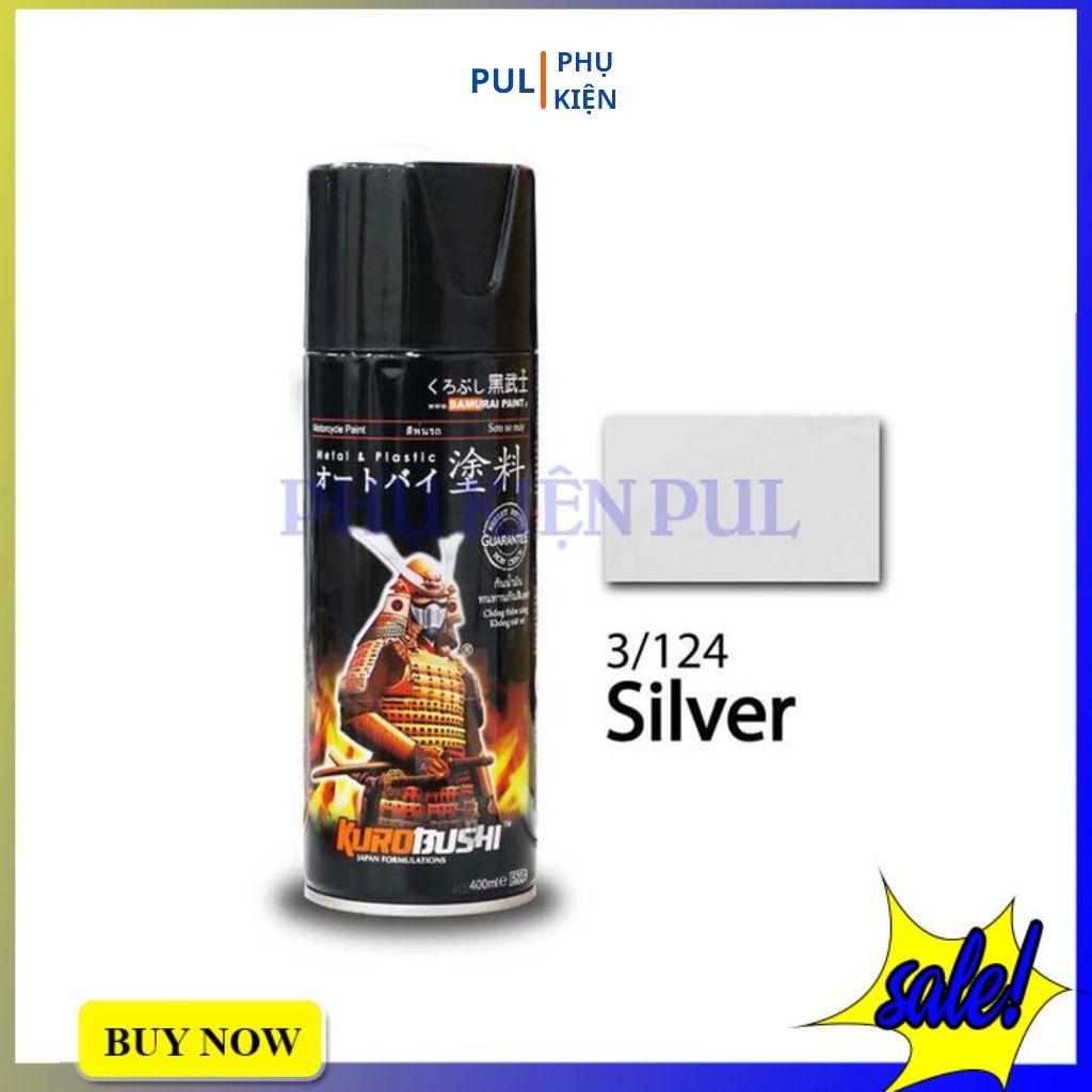 Combo 3 chai sơn samurai màu bạc chính hãng gồm 3/124 - UCH210 - K1K - giấy nhám P800