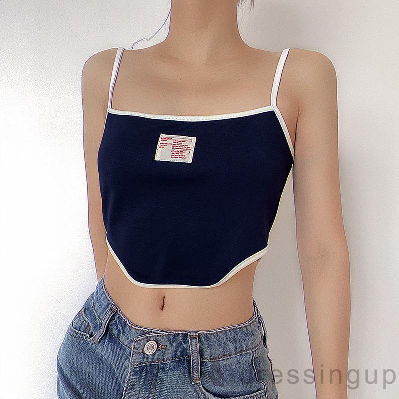 Áo Lửng Hai Dây Hở Lưng In Chữ Thời Trang Cho Nữ