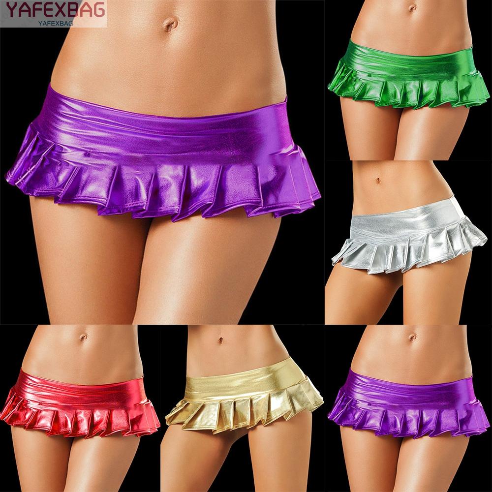 European And American Style Sexy Lingerie Pleated Single-Layer Miniskirt Patent Leather Shiny Underwear
