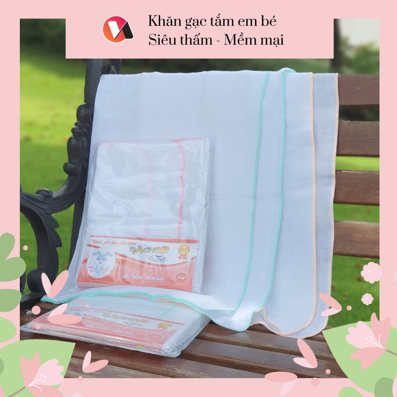 Gói 2 Khăn gạc tắm cho bé 100% Cotton/ khăn tắm xô thấm nước tốt 75 cm * 84 cm