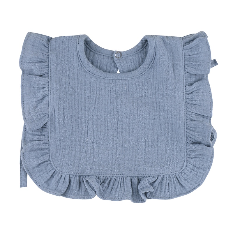 Khăn Yếm Vải Cotton Màu Sắc Trơn Phối Ren Dành Cho Em Bé