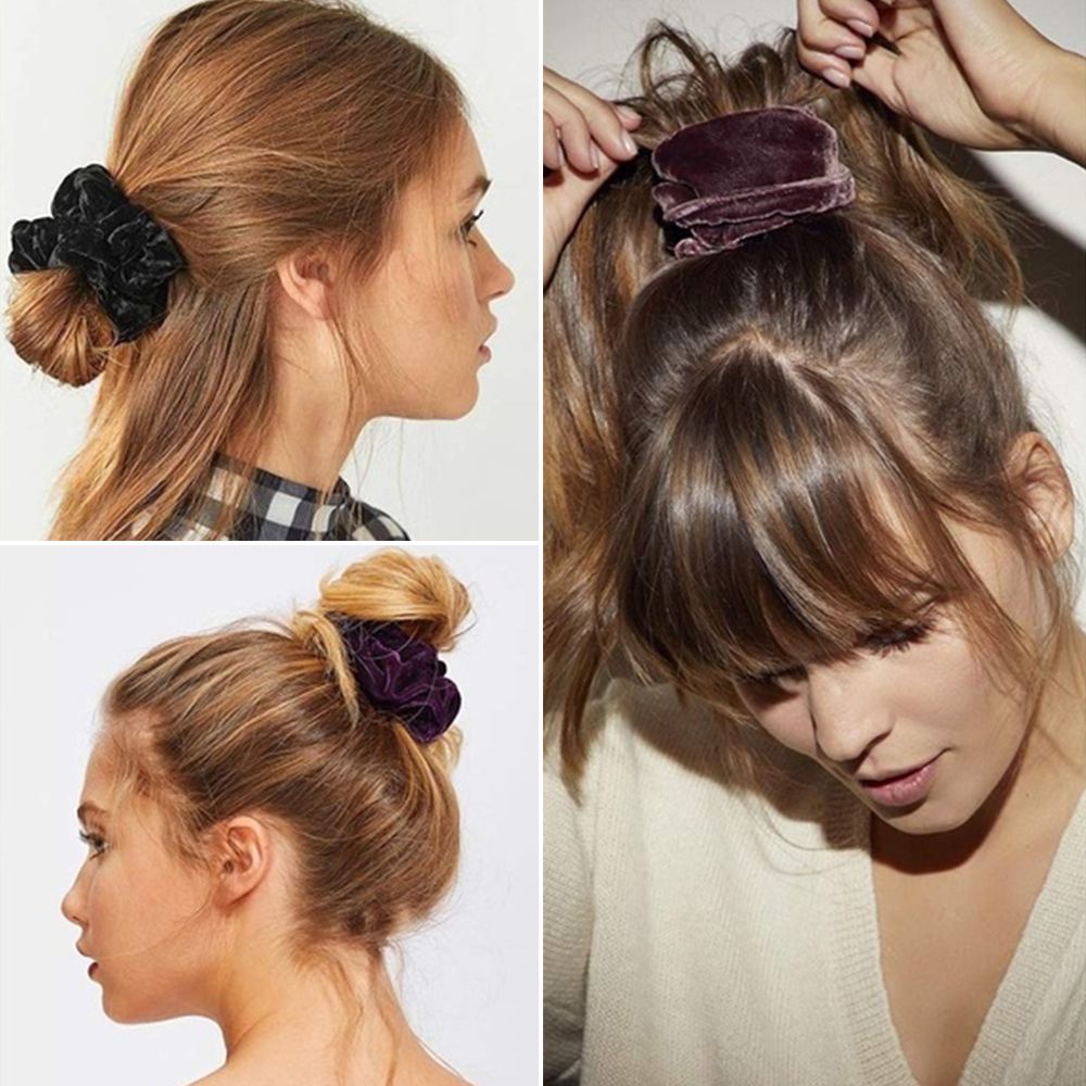 Dây buộc tóc vải nhung co giãn nhiều màu thời trang cho nữ