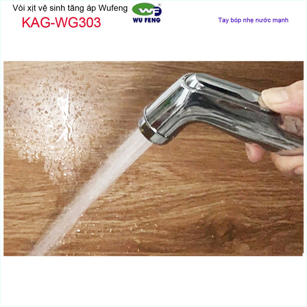Vòi xịt vệ sinh Wufeng KAG-WG303 Chrome, Vòi nhấn rửa nhà tắm tia nước thẳng xịt mạnh sử dụng siêu bền
