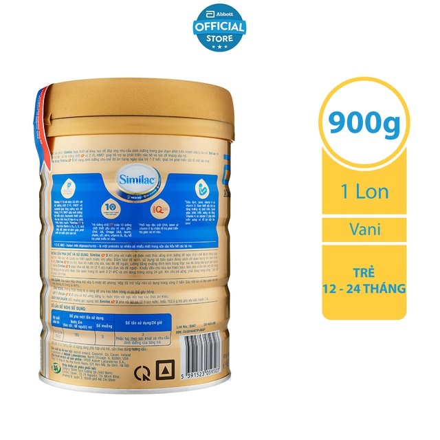 Sữa bột Abbott similac IQ HMO số 3 900g_Duchuymilk