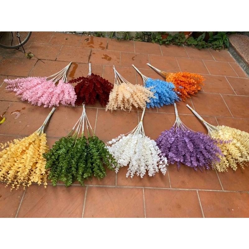 Cành Lá Giả / CÀNH LÁ TÁO NHỰA PVC CAO CẤP 5 NHÁNH, DÀI 85CM,