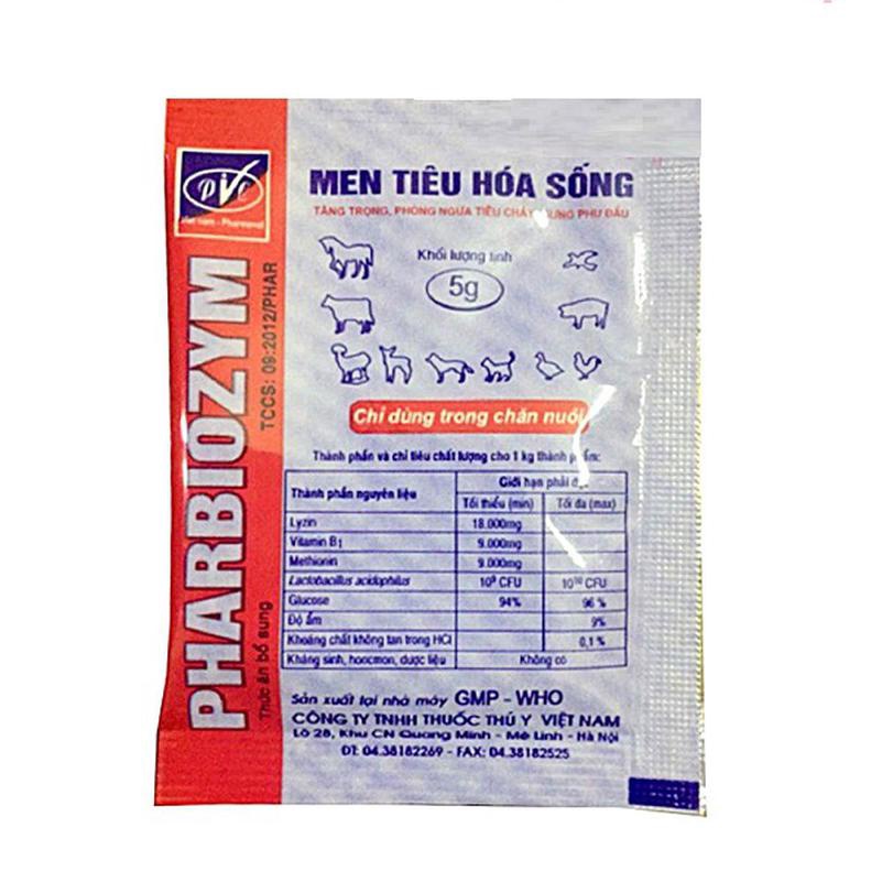 gói Men tiêu hóa sống Pharbiozym gia súc gia cầm Dùng Cho Chó Mèo