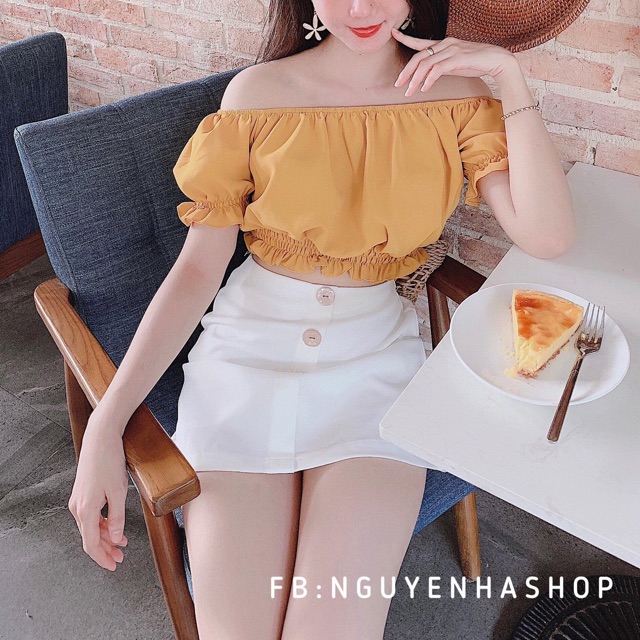Váy Trễ Vai Vàng Cao Cấp (Video + Ảnh Thật)