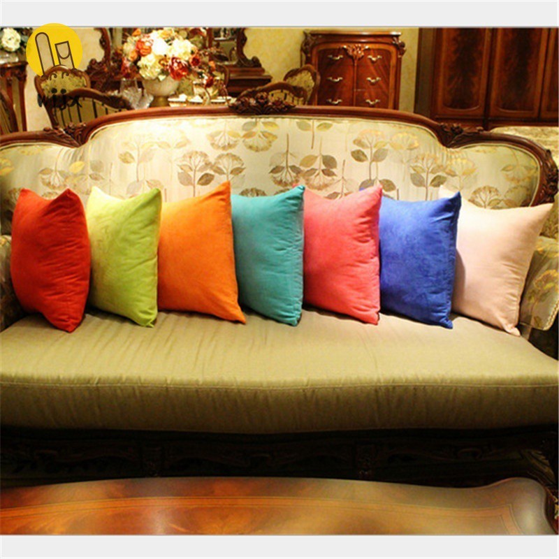 Vỏ Bọc Đệm Ghế Sofa Chất Liệu Da Lộn Màu Trơn Phong Cách Hàn Quốc Kích Thước 45cm X 45cm