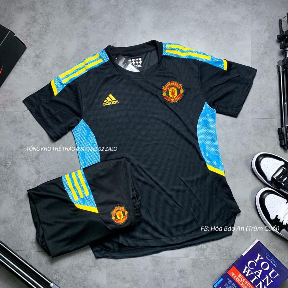 Áo Mu 2022, Bộ quần áo bóng đá CLb Manchester Utd màu Đen vải thái siêu hot phom 43-90kg ⚡