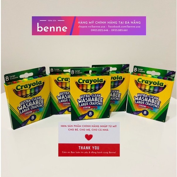[🇺🇸Bill Mỹ, 8 - 16 - 24 bút] Sáp Màu Crayola Crayons Ultra-clean Washable, tẩy rửa được