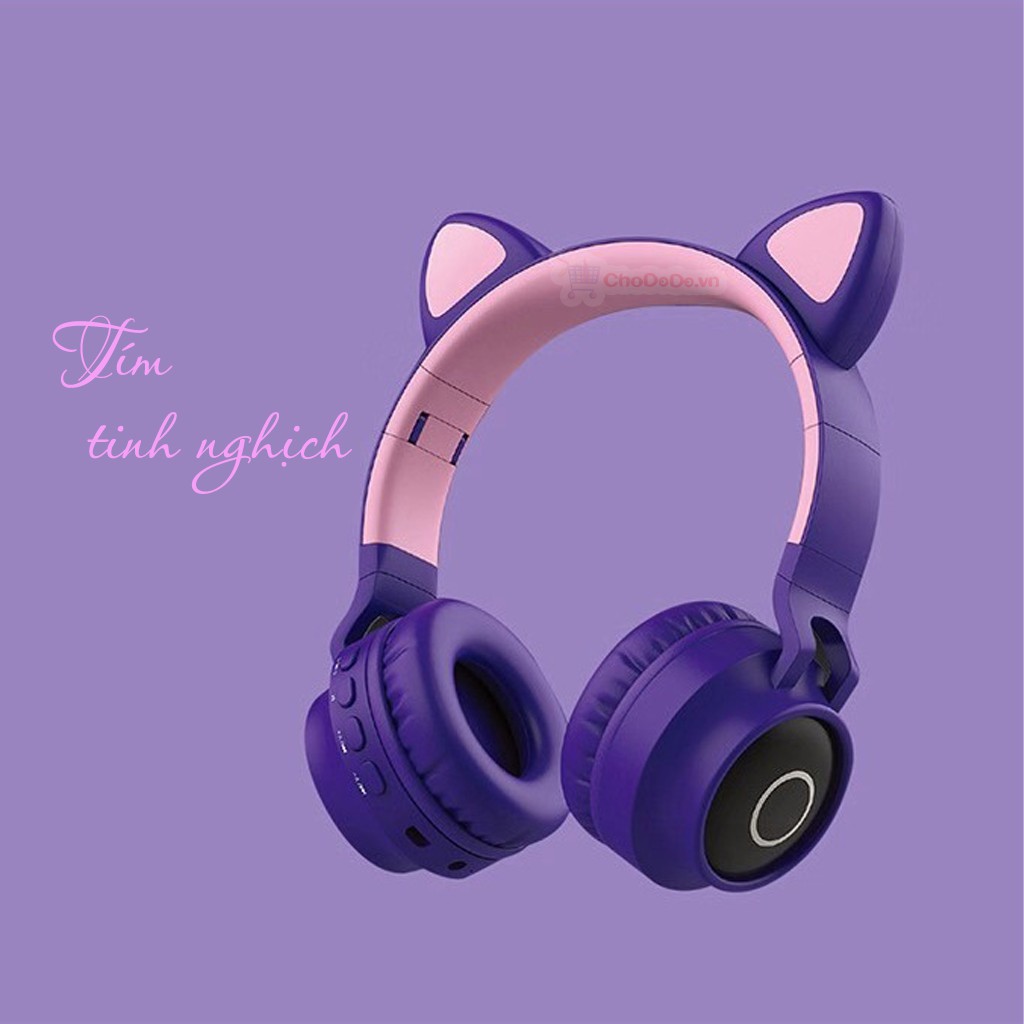 Tai nghe Tai Mèo blueooth HP05, headphone tai mèo siêu cute kèm Mic thoại, Bass cực mạnh, dung lượng pin khủng 400mAh