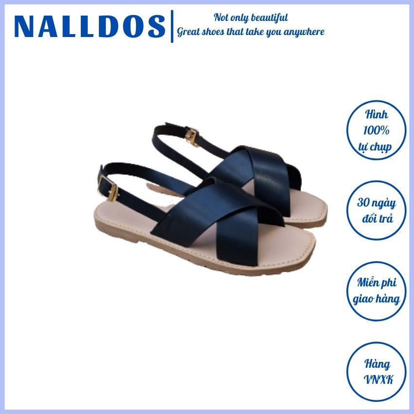 Sandal quai chéo NALLDOS, da Microfiber, đế thấp TPR chống trượt thời trang 4 màu (Đen, Bò, Trắng, Kem)