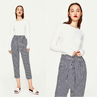 Trouser sọc nhuyễn thắt eo Zara