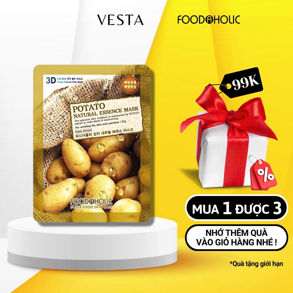 Mặt Nạ 3D Foodaholic Natural Essence Mask Potato (Khoai Tây) Dưỡng Da 23g