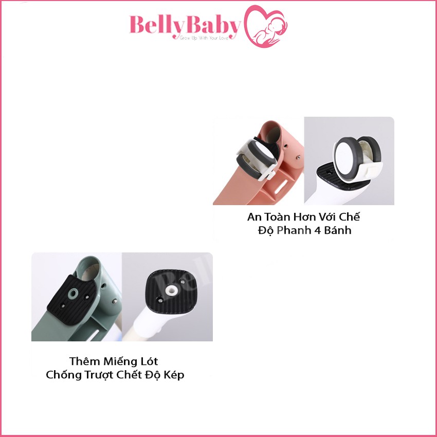 [ Freeship ] Ghế Ăn Dặm BellyBaby BB 105 Có Bánh Xe Siêu Tiện Lợi - Nhập Khẩu Chính Hãng Dành Cho Bé - BellyBaby