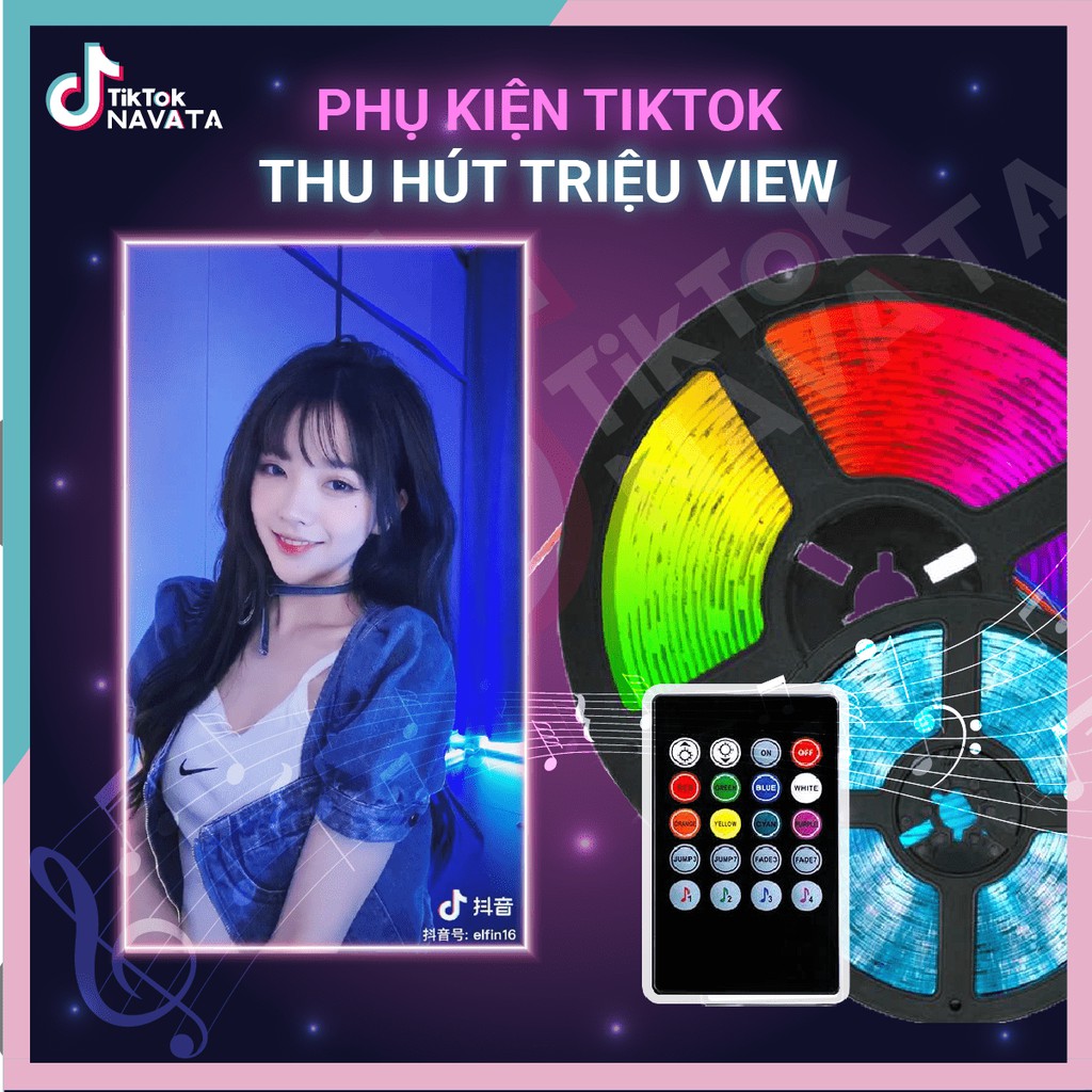 Đèn Led TikTok RGB Cảm biến Nhạc 5m, đèn trang trí nháy theo nhạc