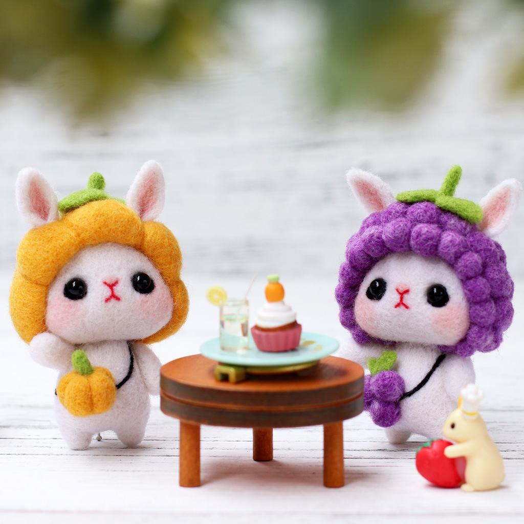 Cute rabbit doll/wool felt material cartoon pendant/make your own doll material kit