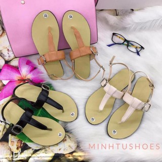 Sandal nữ đế bệt, Sandal xỏ ngón nữ phối khóa siêu xinh, đế êm đi không kêu, phom giày lên chân rất đẹp