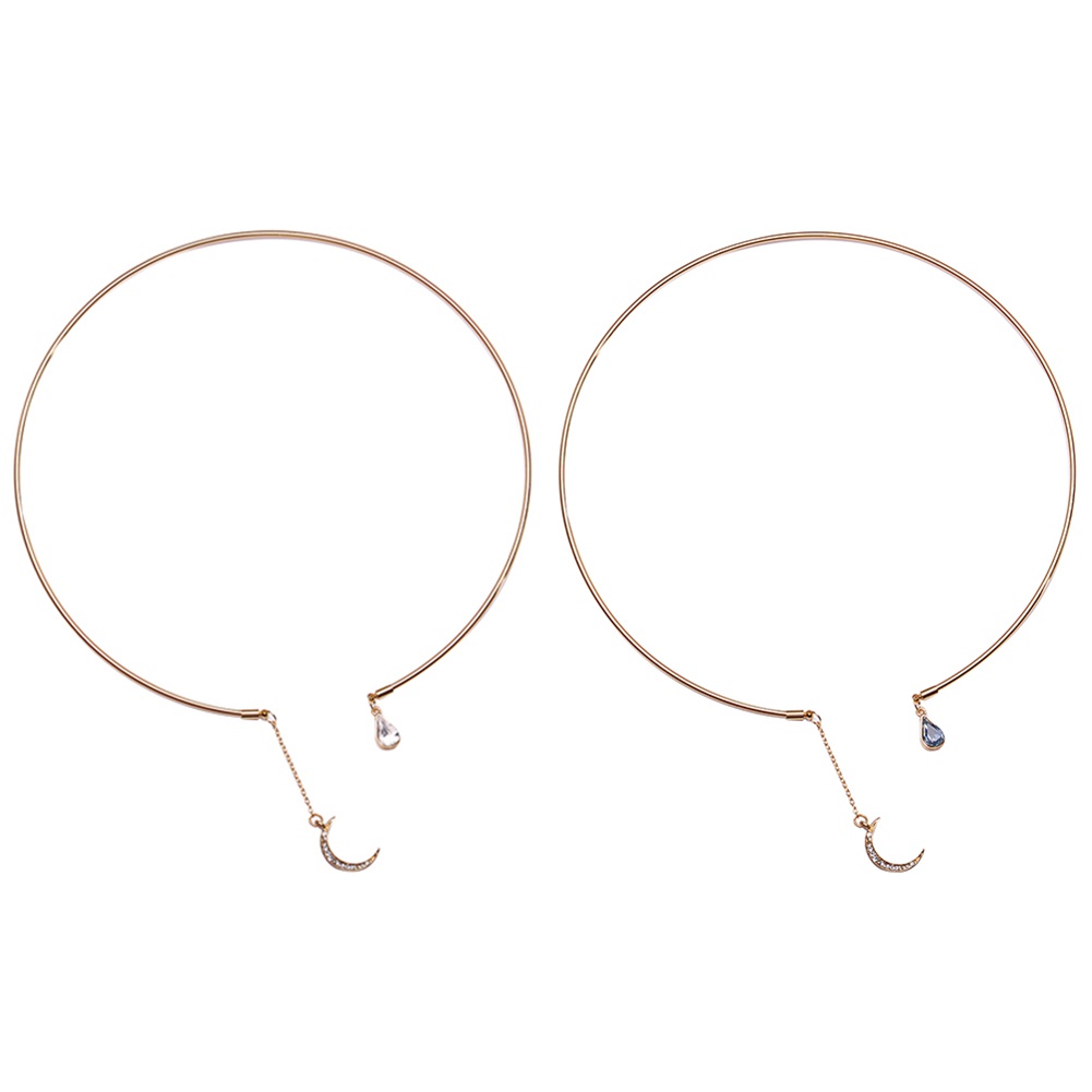 Dây chuyền dạng mở phối đá nhân tạo thời trang và mặt hình trăng khuyết cá tính cho nữ