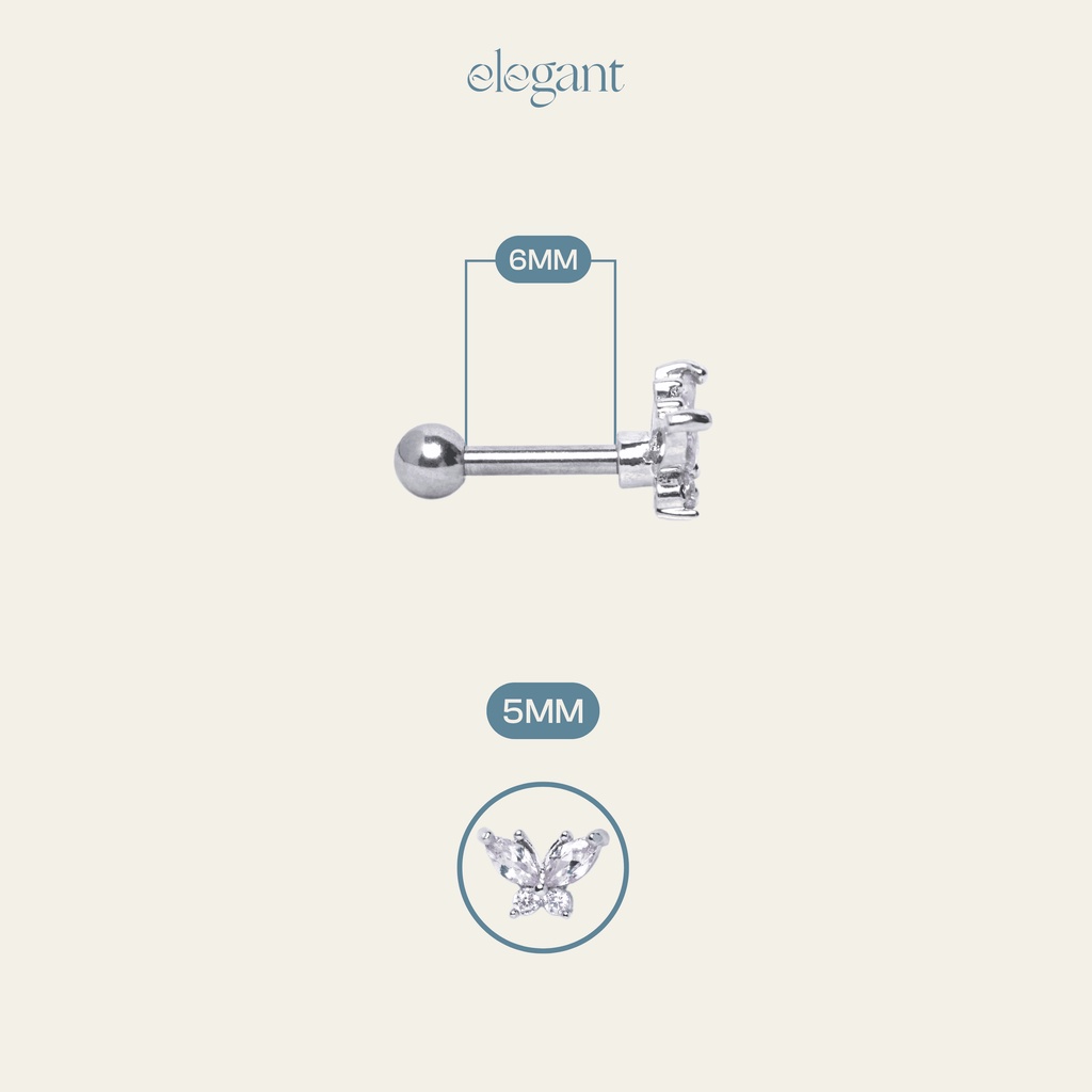 Khuyên tai đá màu CRYSTAL PINK BUTTERFLY Elegant