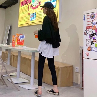 Áo Sweater Oversize tay dài phối trắng