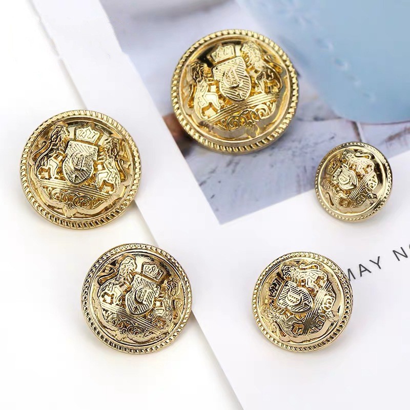 Cúc kim loại cao cấp, phong cách Anh vương miện đôi sư tử phù hợp áo vest nam và nữ, áo khoác, măng tô, áo khoác dạ