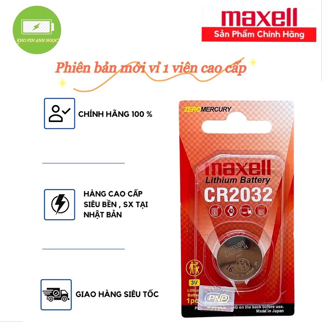 Vỉ 1 Viên Pin Maxell CR2032 / CR2025 / CR2016 Cao Cấp - Hàng Chính Hãng