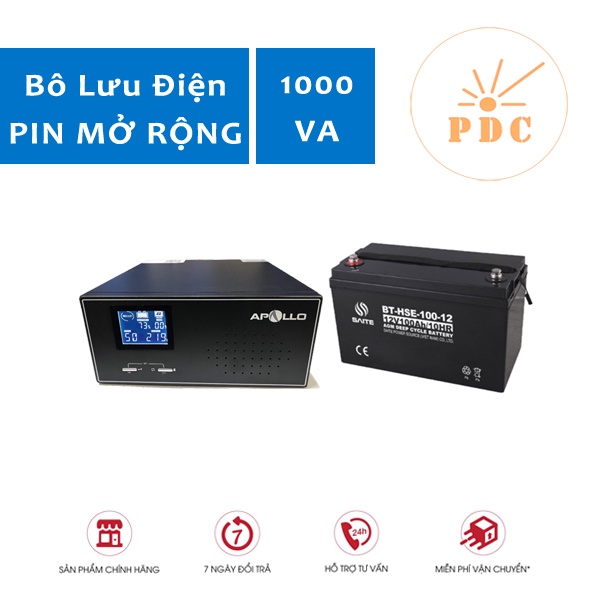 Bộ Lưu Điện Apollo 1000VA 600W - Có Ắc Quy (PDC-TECH)
